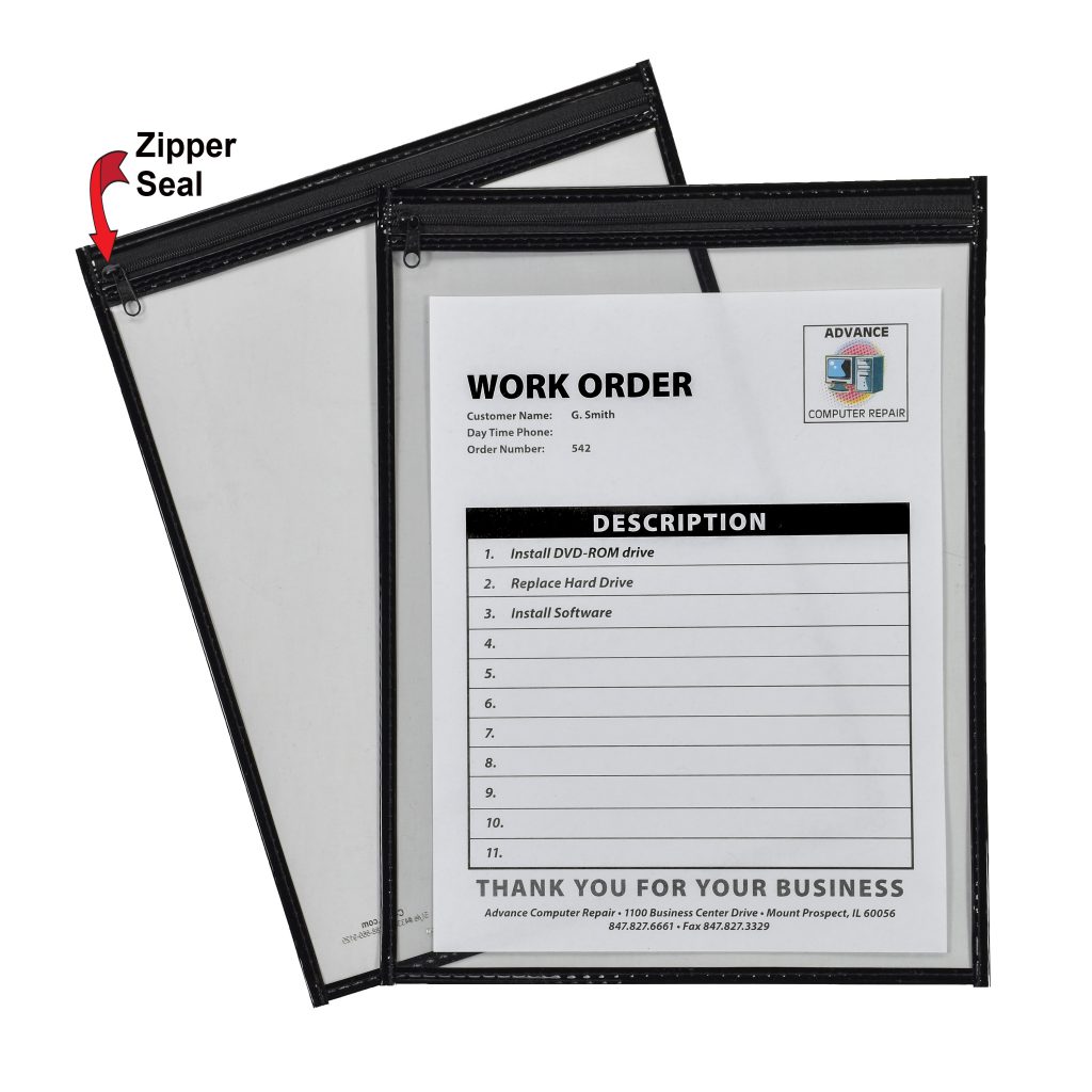 C-Line Products CLI43301 Super Heavyweight Plus Shop Ticket Holder with Zipper Seal, Stitched